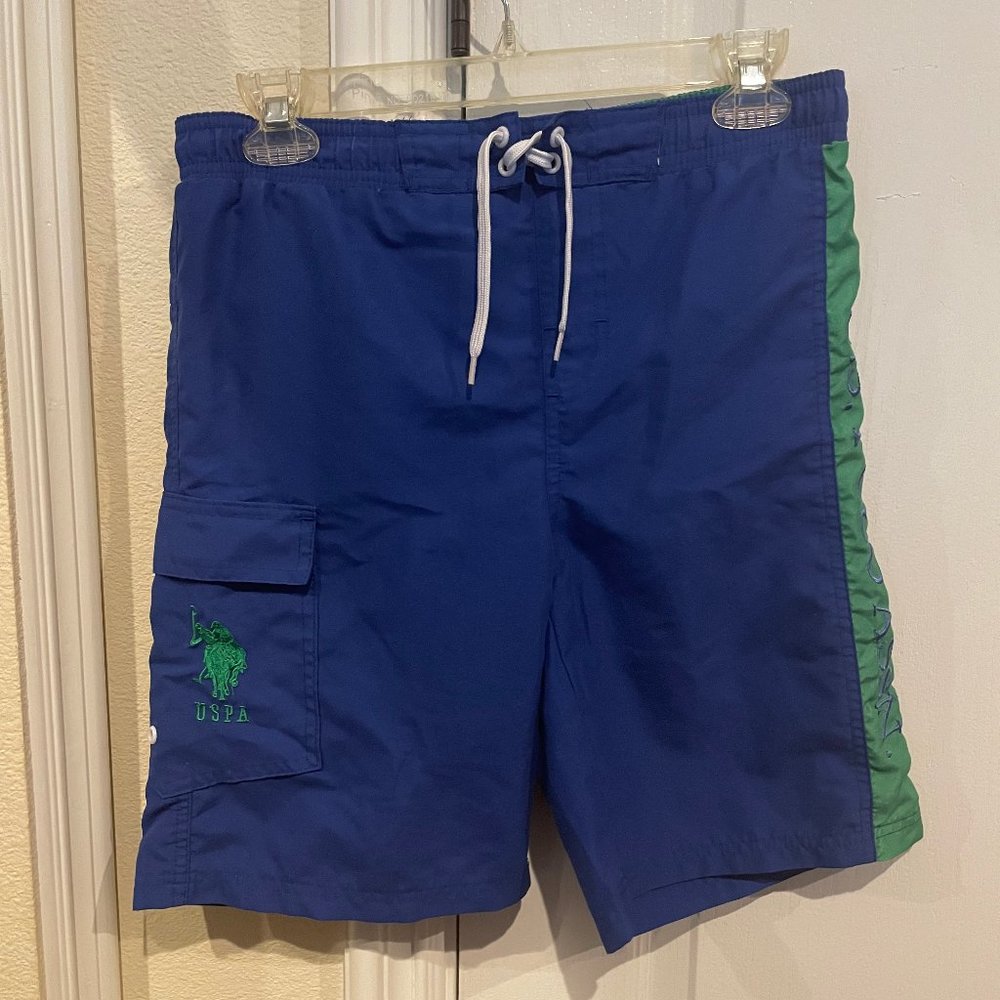 U.S. Polo Assn. Boys Logo Swim Shorts Blue Size M (10-12Y)